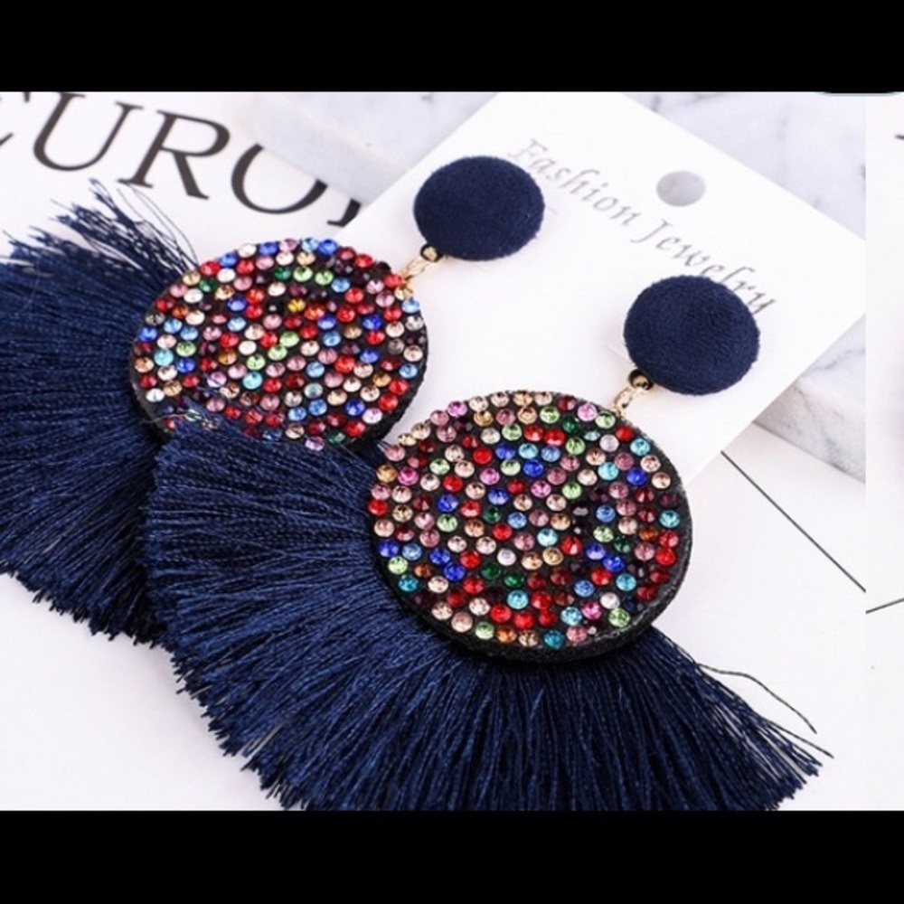 Bohemian Style Rhinestone Tassel Earrings